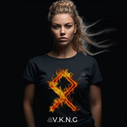 Printify T-Shirt Othala Flaming Rune V.K.N.G™ T-shirt Girly Cut
