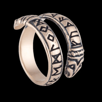vkngjewelry Bagues Ouroboros Elder Futhark Runes Bronze Ring