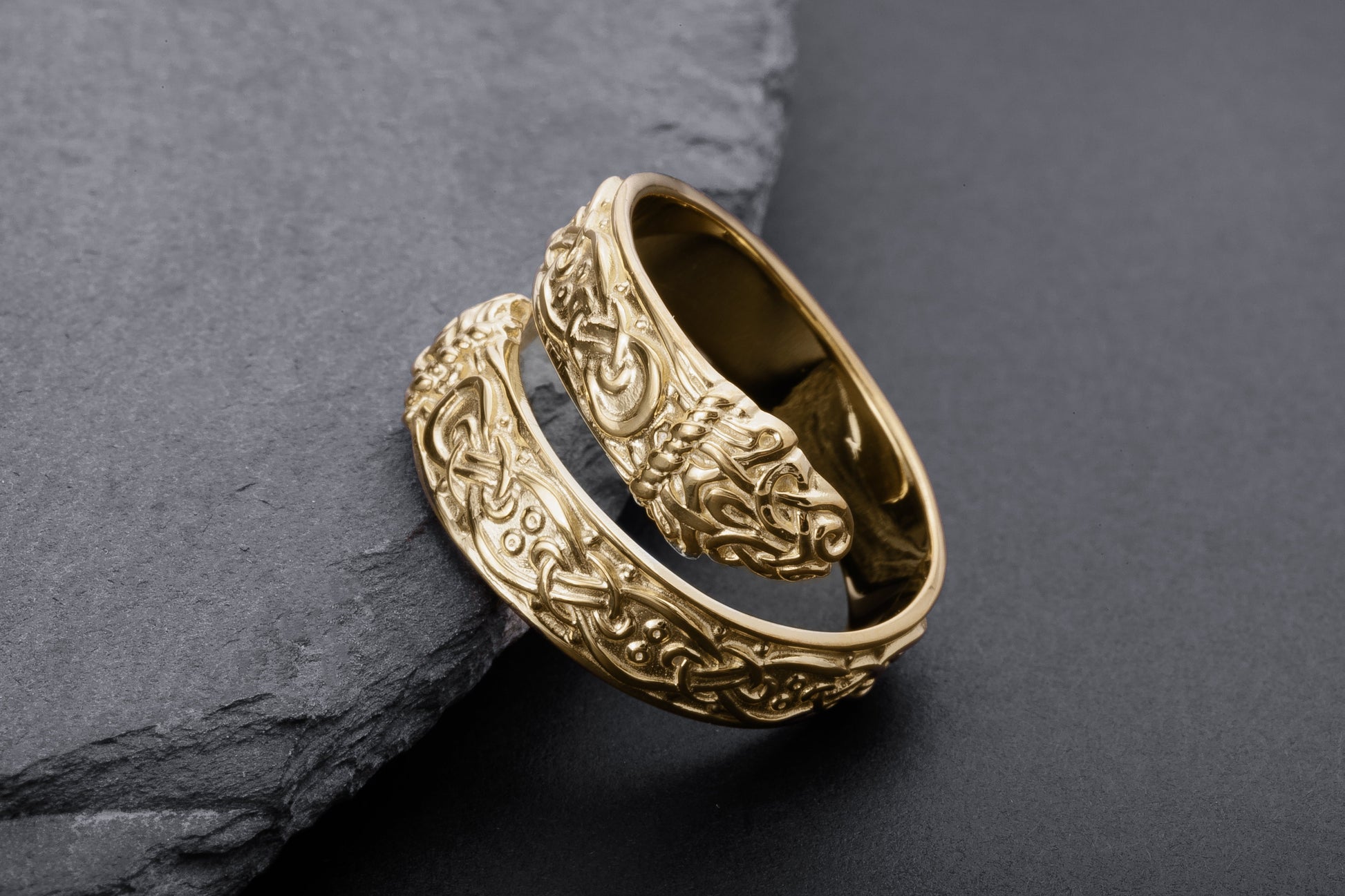 vkngjewelry Ring Handcrafted Ouroboros Ornament Norse Gold Ring