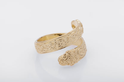 vkngjewelry Ring Handcrafted Ouroboros Ornament Norse Gold Ring