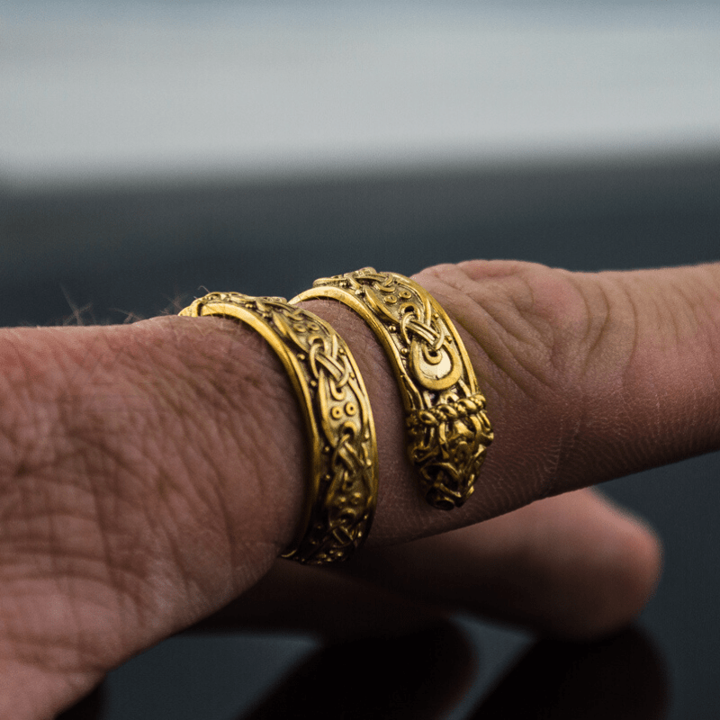 vkngjewelry Bagues Ouroboros Ornament Norse Gold Ring