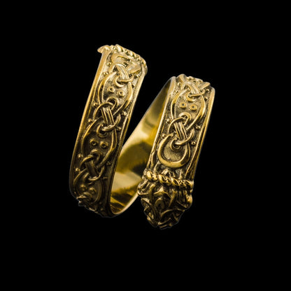 vkngjewelry Bagues Handcrafted Ouroboros Ornament Norse Gold Ring