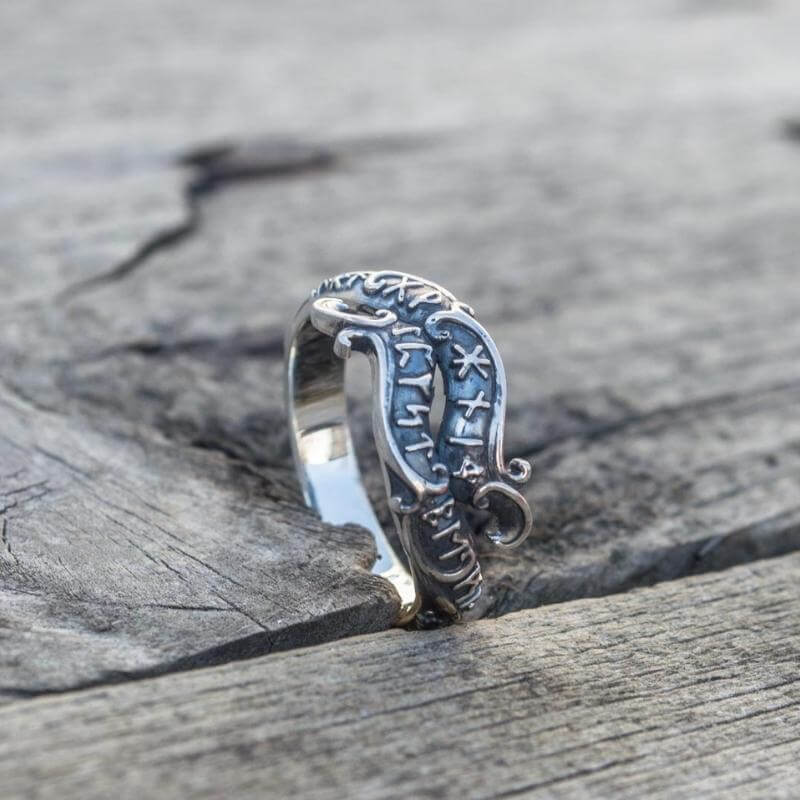 vkngjewelry Bagues Ouroboros Runes Symbol Sterling Silver Ring