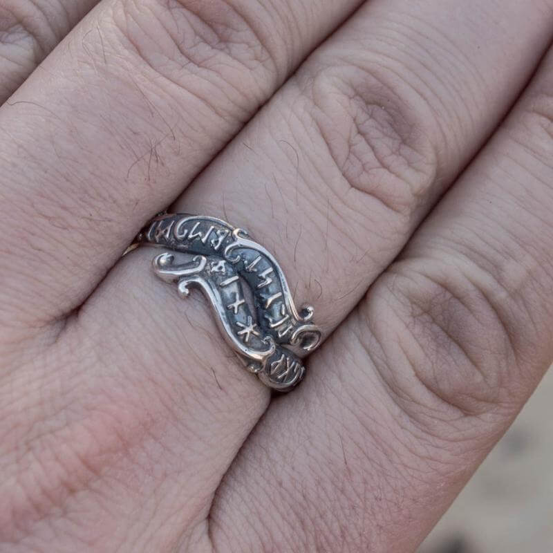 vkngjewelry Bagues Ouroboros Runes Symbol Sterling Silver Ring