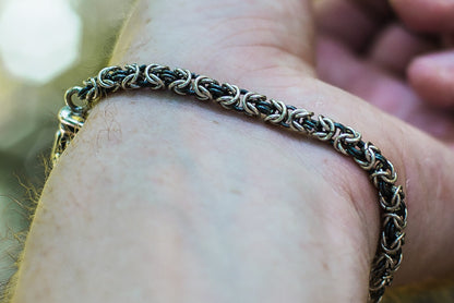 vkngjewelry Bracelet Oxidized Sterling Silver Byzantine Chain Bracelet