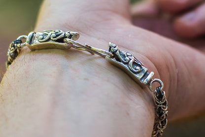 vkngjewelry Bracelet Oxidized Sterling Silver Byzantine Chain Bracelet