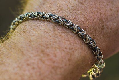 vkngjewelry Bracelet Oxidized Sterling Silver Byzantine Chain Bracelet
