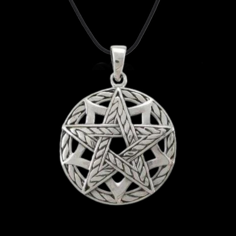 vkngjewelry Pendant Pentagram Pentacle Pentagon Round Charm Pendant 925 Sterling Silver