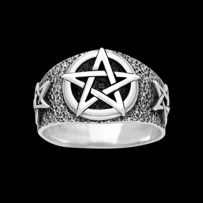vkngjewelry Bagues Pentagram Signet Ring 925 Sterling Silver
