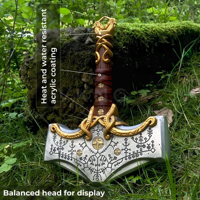 vkngjewelry marteau Mjolnir (Thor hammer) from God of War: Ragnarok Gold version