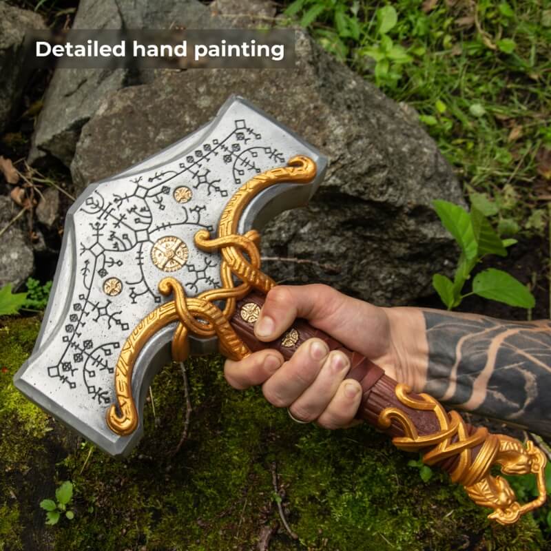 vkngjewelry marteau Mjolnir (Thor hammer) from God of War: Ragnarok Gold version