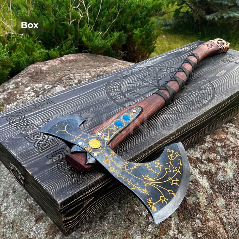 vkngjewelry hache Leviathan Axe With Leather Wrap Hand-Forged