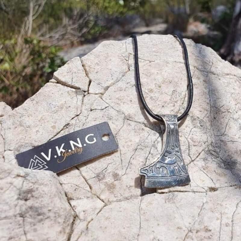 vkngjewelry Pendant Perun's Axe Deer Reconstruction Sterling Silver Pendant