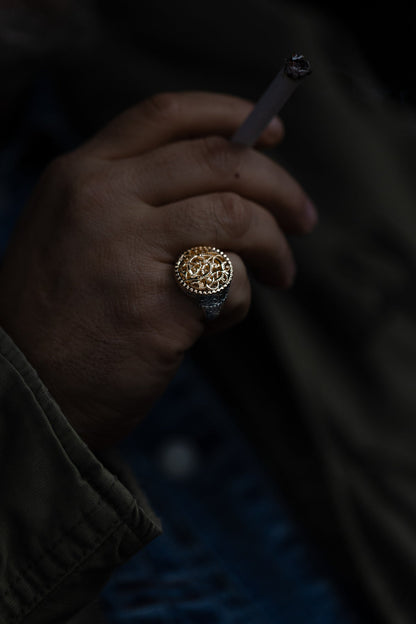 vkngjewelry Ring Viking Urnes Style Silver Ring with Gold Plated Overlay