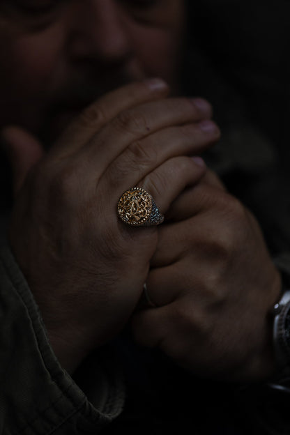 vkngjewelry Ring Viking Urnes Style Silver Ring with Gold Plated Overlay