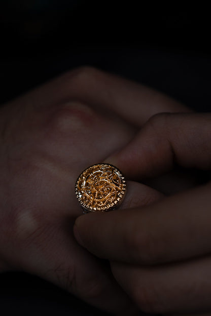 vkngjewelry Ring Viking Urnes Style Silver Ring with Gold Plated Overlay