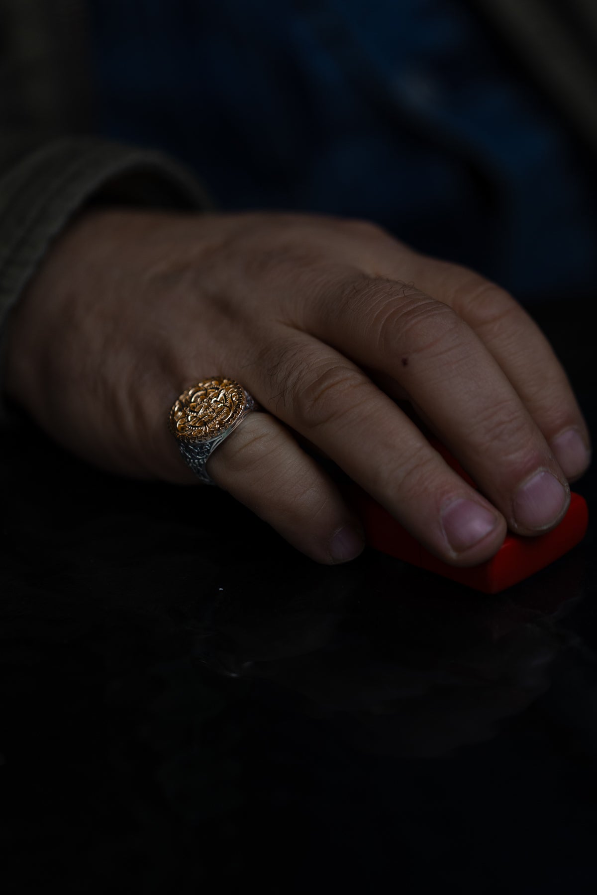 vkngjewelry Ring Viking Urnes Style Silver Ring with Gold Plated Overlay