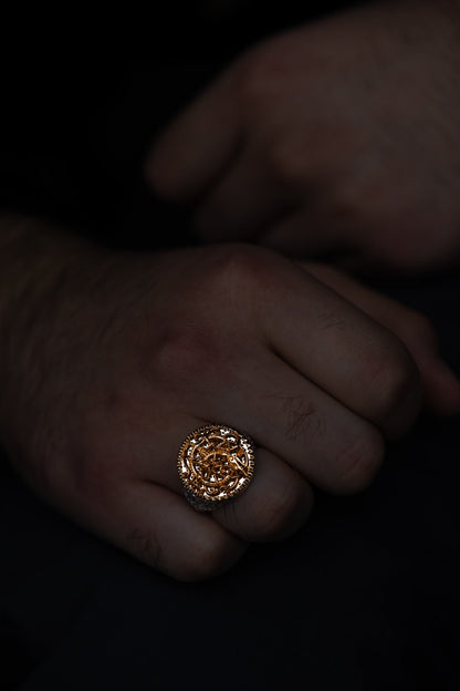 vkngjewelry Ring Viking Urnes Style Silver Ring with Gold Plated Overlay