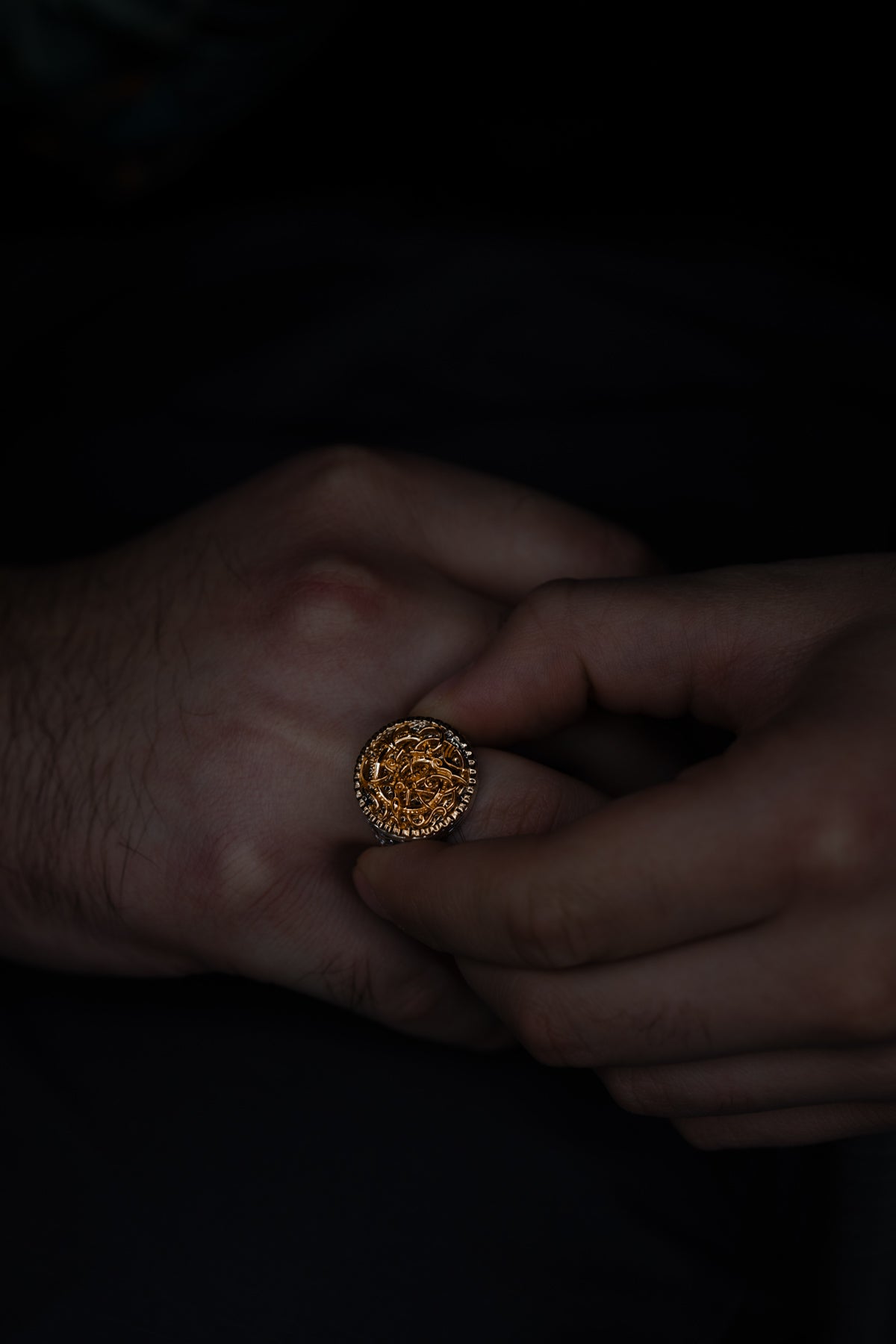 vkngjewelry Ring Viking Urnes Style Silver Ring with Gold Plated Overlay