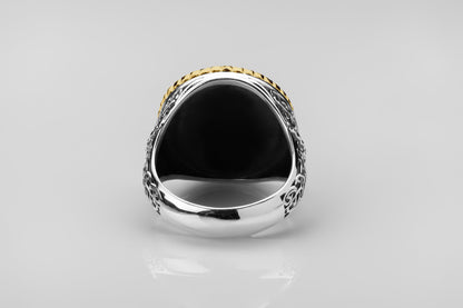 vkngjewelry Ring Viking Urnes Style Silver Ring with Gold Plated Overlay