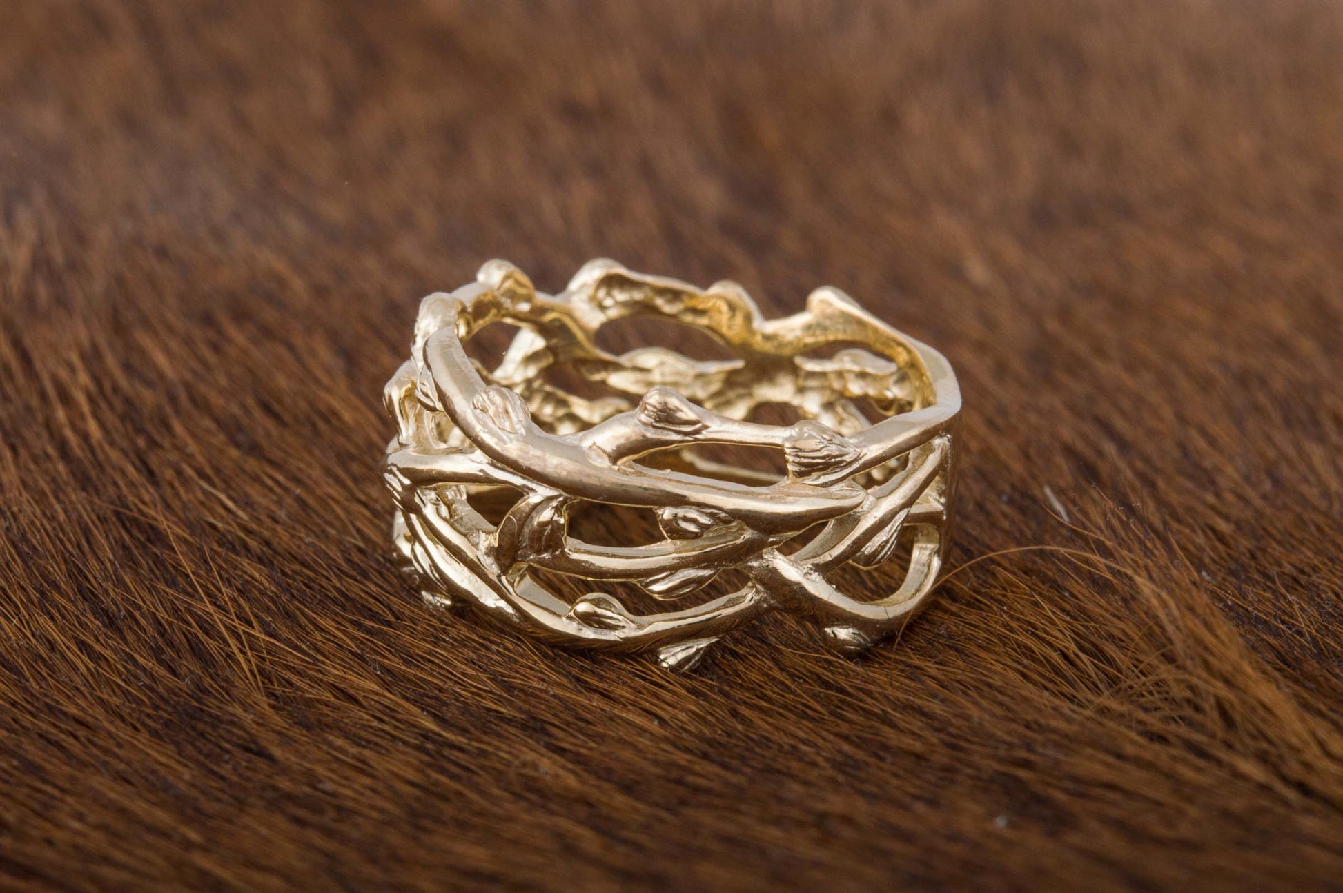 vkngjewelry Ring Handcrafted Plexus Branches Gold Ring