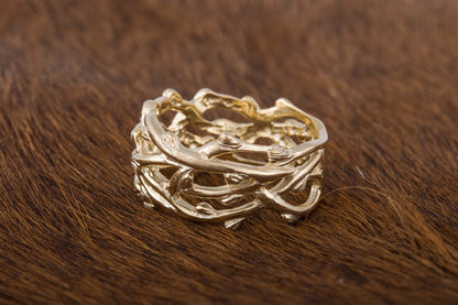 vkngjewelry Ring Handcrafted Plexus Branches Gold Ring