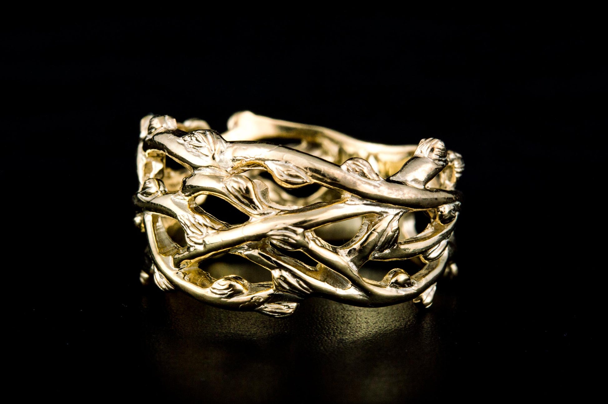 vkngjewelry Ring Handcrafted Plexus Branches Gold Ring