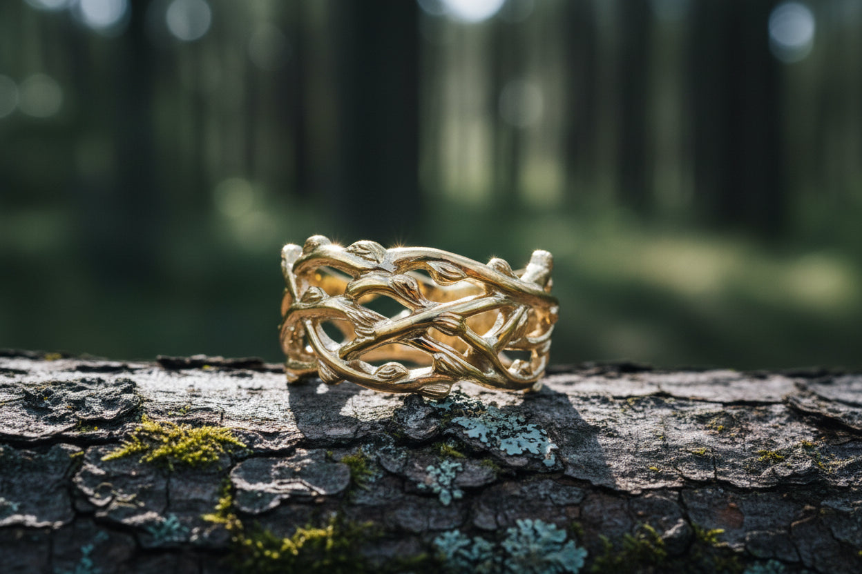 vkngjewelry Ring Handcrafted Plexus Branches Gold Ring