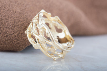 vkngjewelry Ring Handcrafted Plexus Branches Gold Ring
