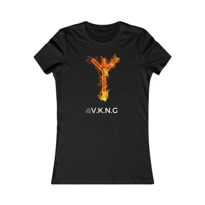 Printify T-Shirt Algiz Flaming Rune V.K.N.G™ T-shirt Girly Cut