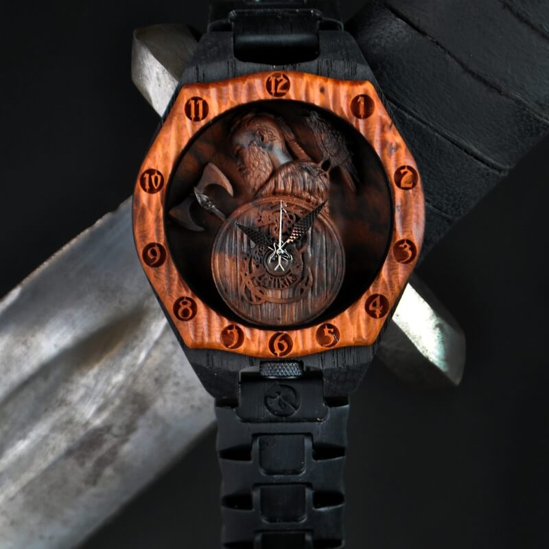 Viking Jewelry Wooden Viking Watch Generic316l Stainless Steel