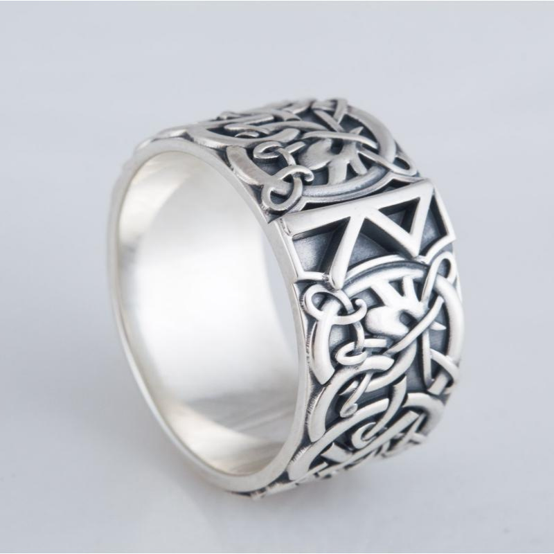 vkngjewelry Bagues Raido Rune Scandinavian Ornament Sterling Silver Ring