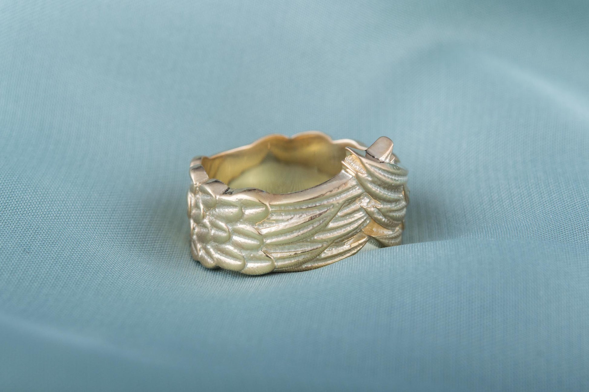 vkngjewelry Ring Handcrafted Raven Feathers Norse Gold Ring