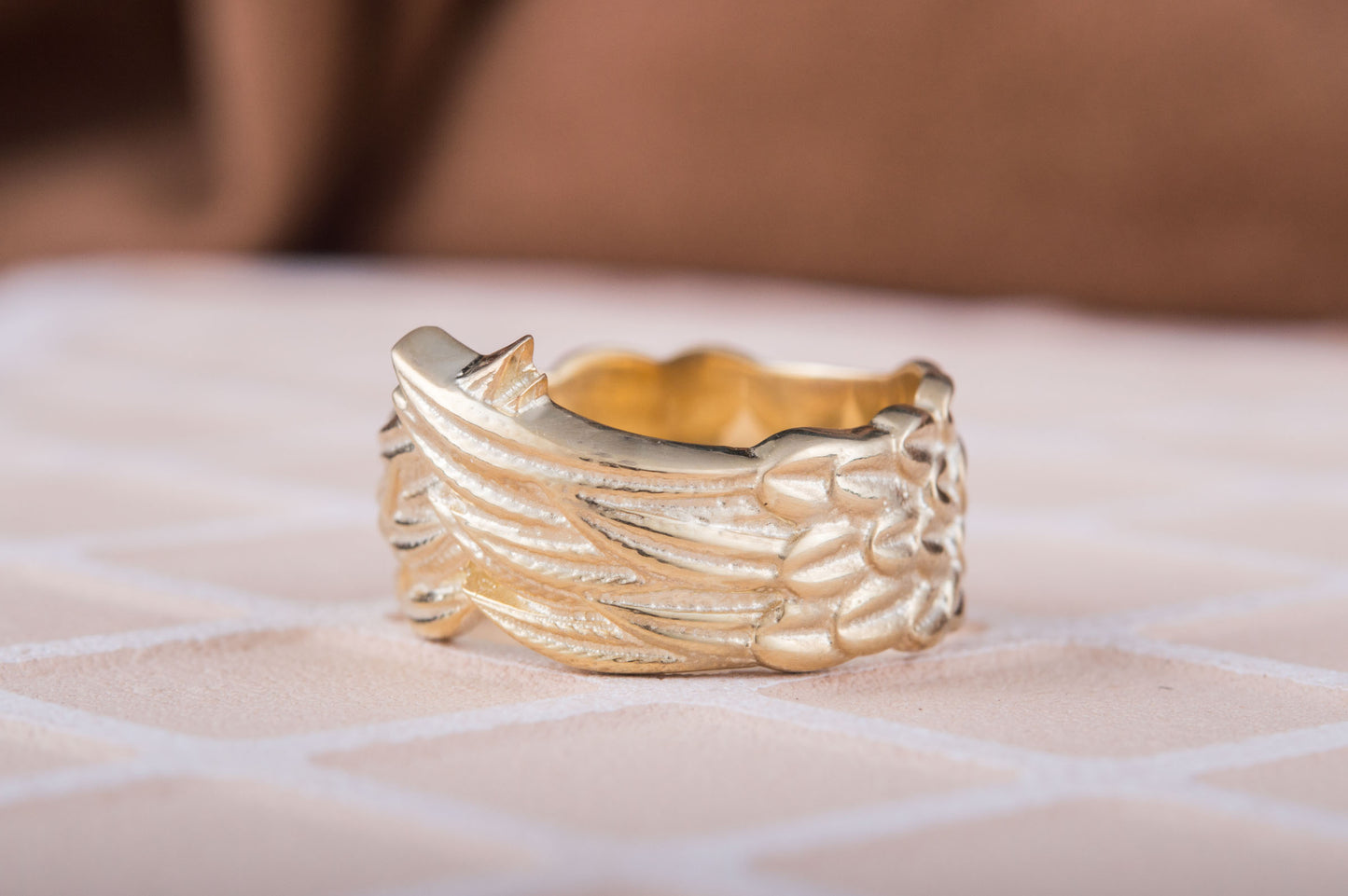 vkngjewelry Ring Handcrafted Raven Feathers Norse Gold Ring