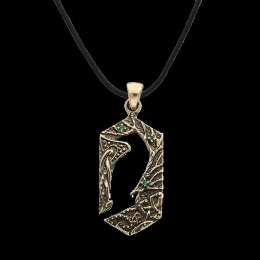 vkngjewelry Pendant Raven Gems Ornament Bronze Pendant