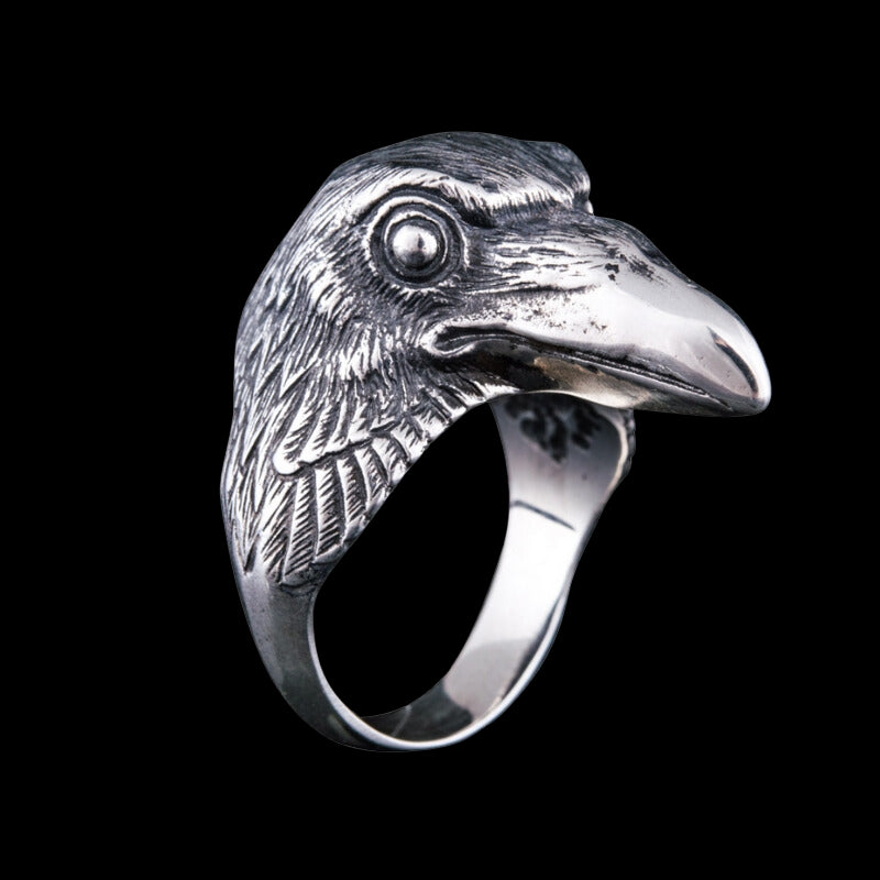 vkngjewelry Bagues Handcrafted Raven Natural Sterling Silver Ring