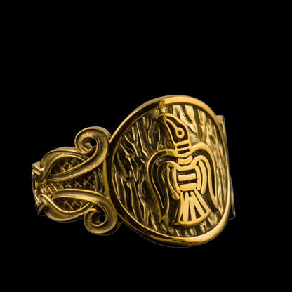 vkngjewelry Bagues Raven Ornament Norse Gold Ring