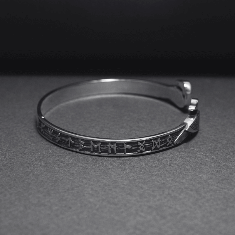 vkngjewelry Bracelet Ravens and Elder Futhark runes Arm Ring