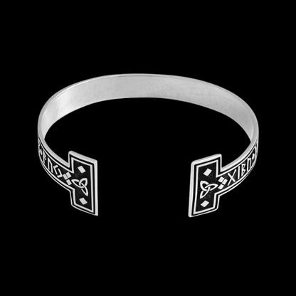 vkngjewelry Bracelet Runes Bangle With Celtic Triquetra 925 Sterling Silver