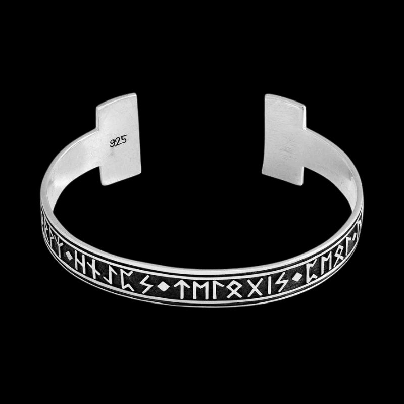 vkngjewelry Bracelet Runes Bangle With Celtic Triquetra 925 Sterling Silver