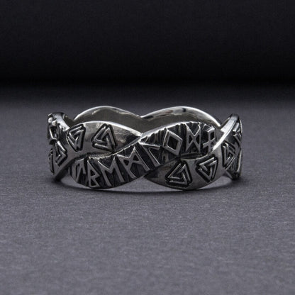 vkngjewelry Bagues Handcrafted Elder Futhark Sterling Silver Valknut Ring, Handmade Jewelry