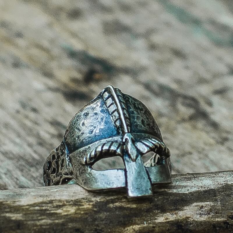 vkngjewelry Bagues Handcrafted Viking Helmet  Unique Ring Viking Jewelry