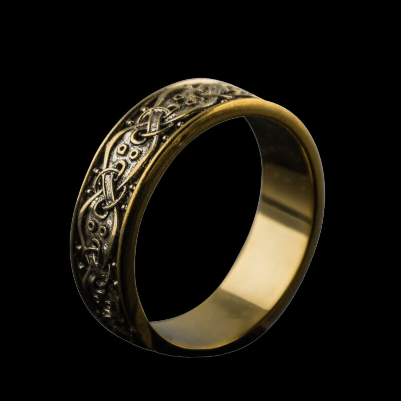 vkngjewelry Bagues Handcrafted  Scandinavian Ornament Gold Ring
