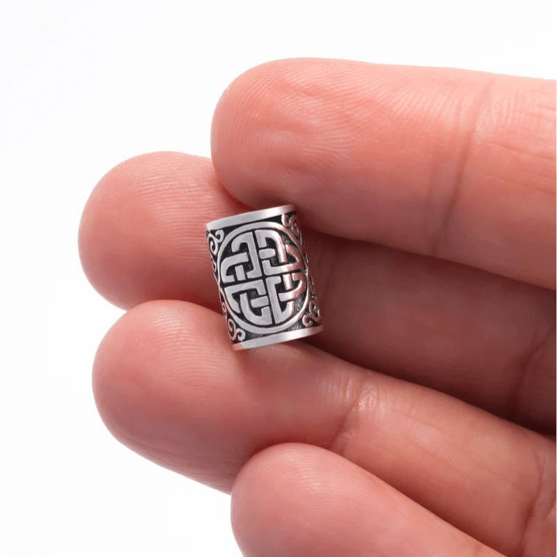 vkngjewelry Beads Shield Quartenary Knot Hair Bead 925 Sterling Silver Beads