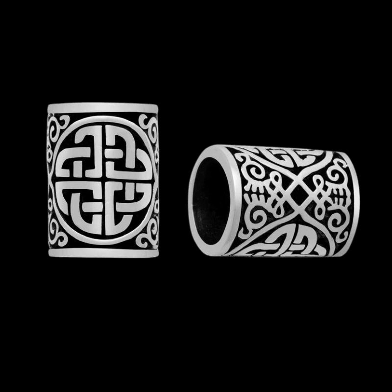 vkngjewelry Beads Shield Quartenary Knot Hair Bead 925 Sterling Silver Beads