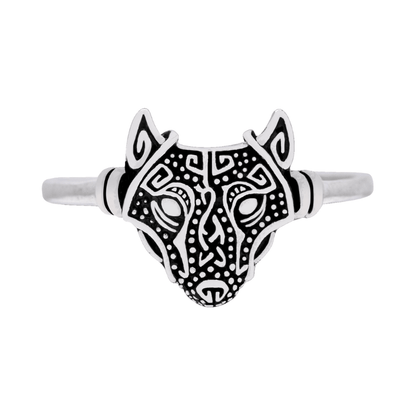 vkngjewelry Bagues Shieldmaiden Wolf Head Silver Sterling Ring