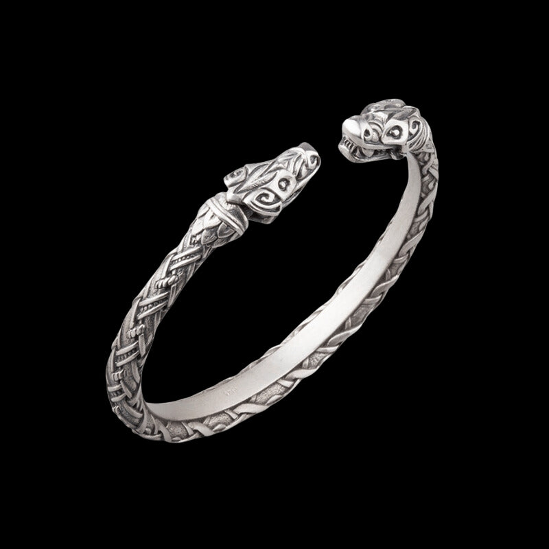 vkngjewelry Bracelet Silver Cuff Hati & Skoll Viking Bracelet