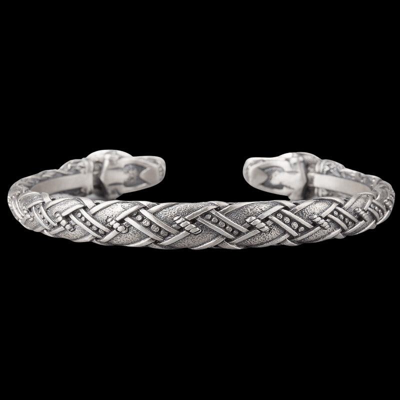 vkngjewelry Bracelet Handcrafted Silver Cuff Hati & Skoll Viking Bracelet