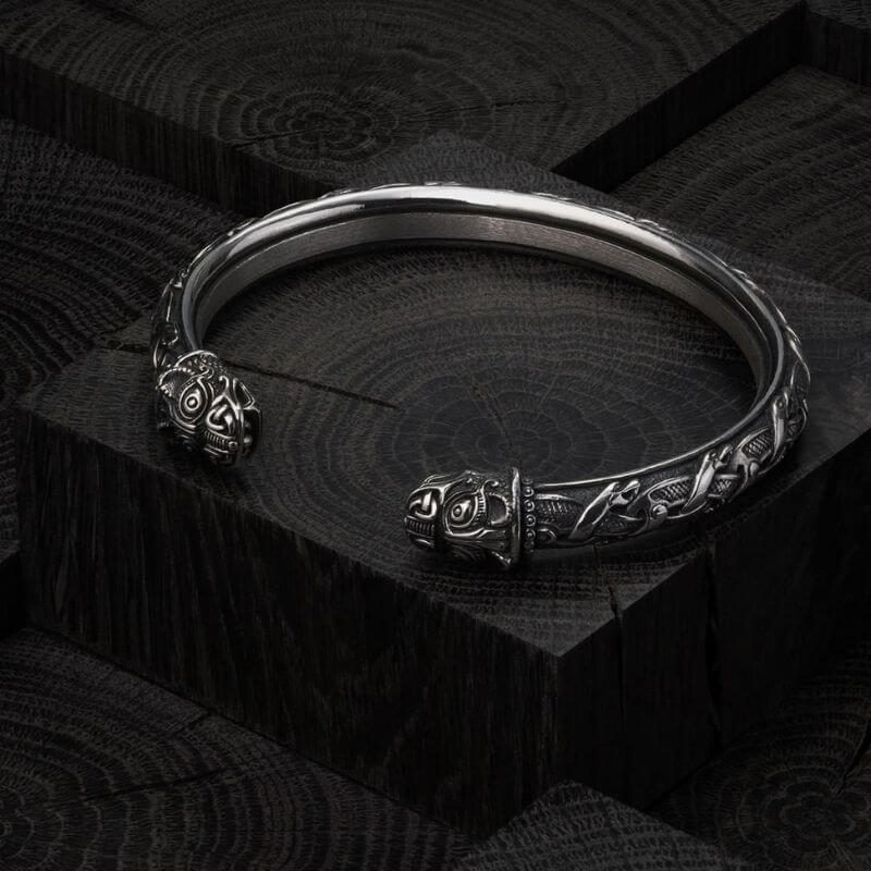 vkngjewelry Bracelet Silver Large Dragon's Cuff