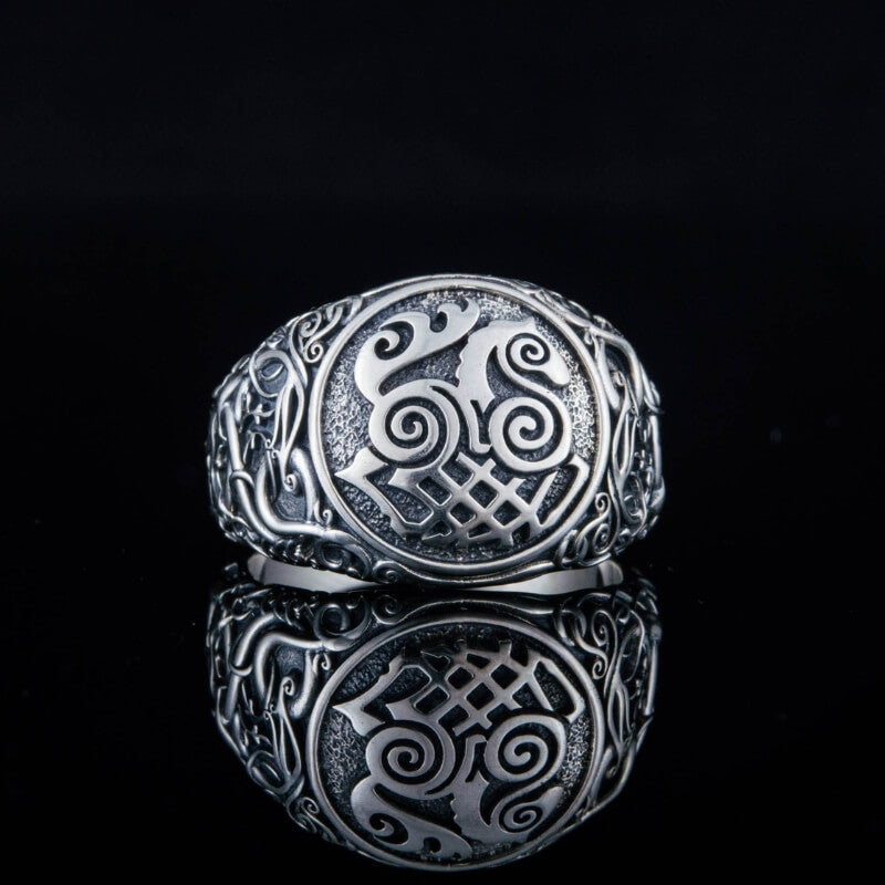 vkngjewelry Bagues Sleipnir Urnes Style Sterling Silver